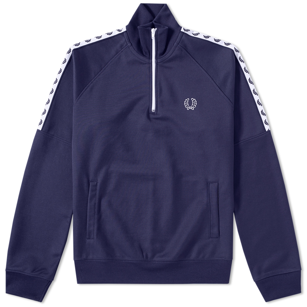 Jacket L Carbon Blue Logo & Half Zip Track Top Fred Perry 