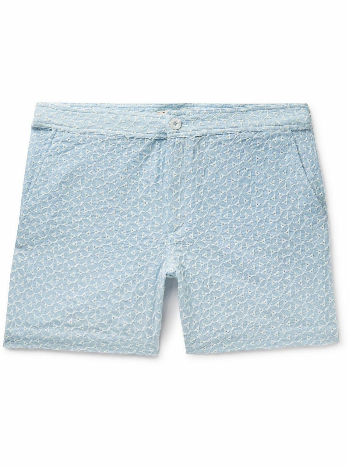 Photo: SMR Days - Pines Straight-Leg Embroidered Cotton-Voile Shorts - Blue