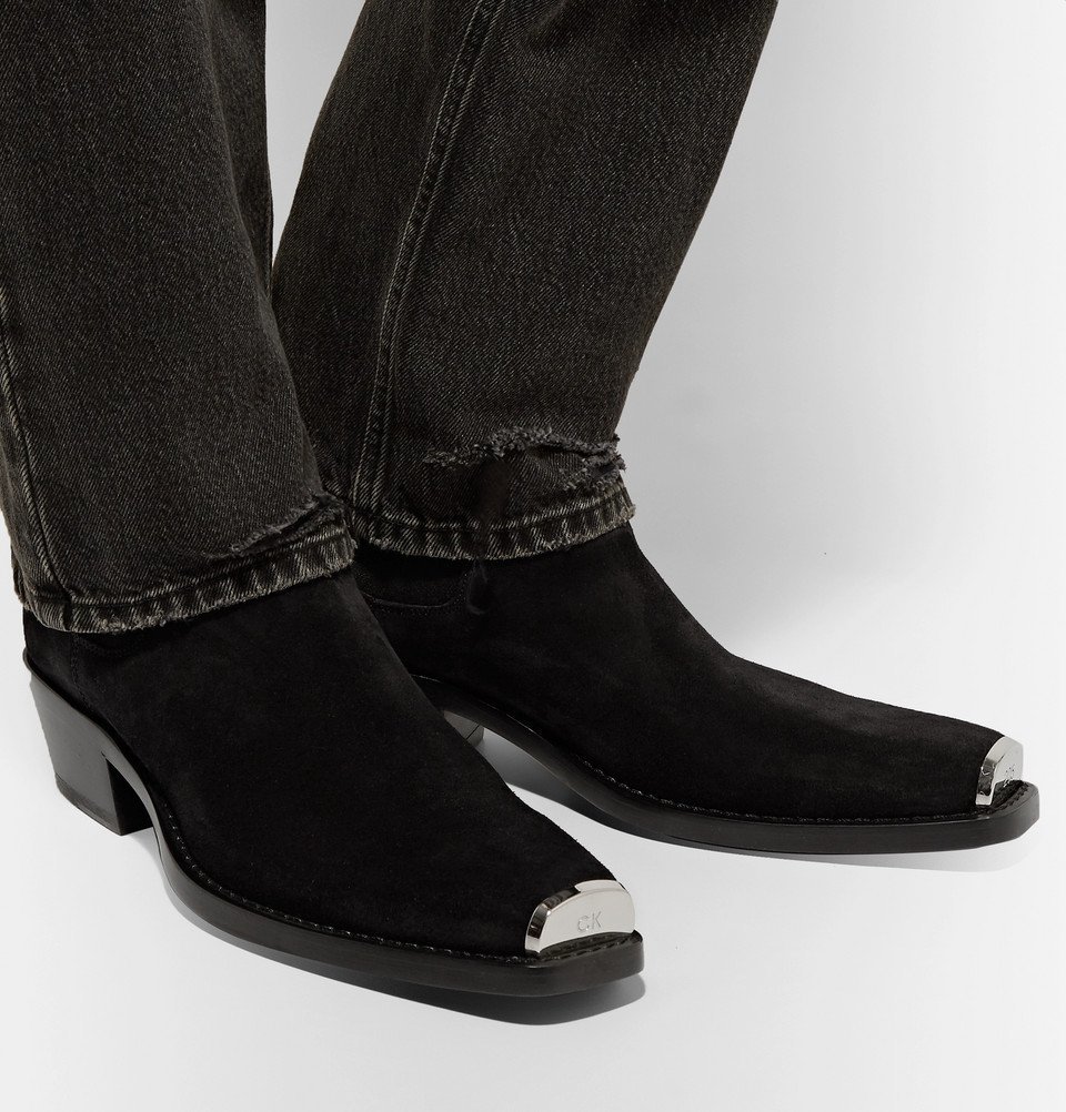 CALVIN KLEIN 205W39NYC - Chris Metal Toe-Cap Nubuck Boots - Men - Black Calvin  Klein 205W39NYC