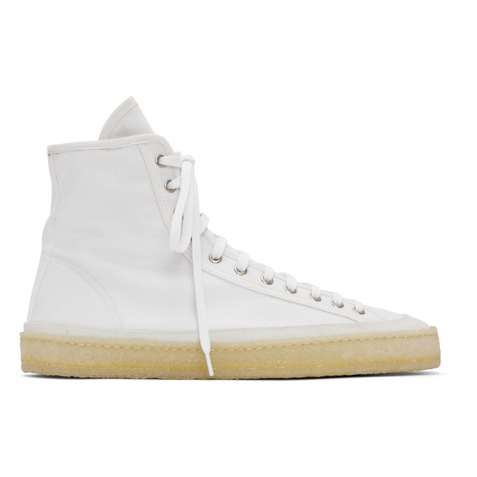 Lemaire White Canvas High-Top Sneakers 