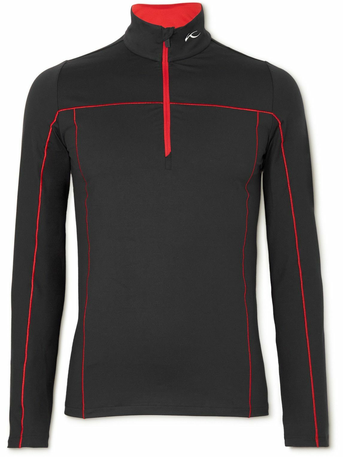 Kjus LogoAppliquéd StretchJersey HalfZip Ski Base Layer Black Kjus