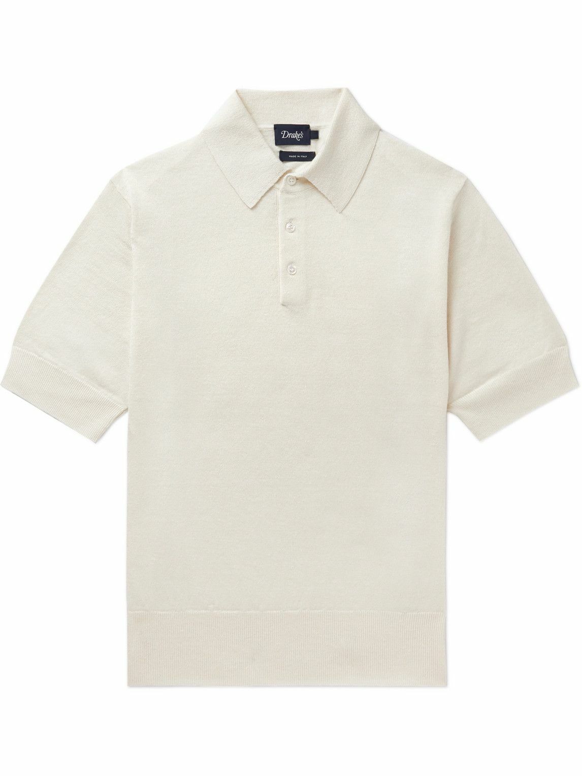Photo: Drake's - Linen and Cotton-Blend Polo Shirt - Neutrals