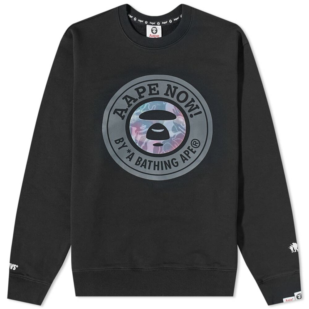 Men's AAPE Stamp Logo Crew Sweat in Black AAPE by A Bathing Ape