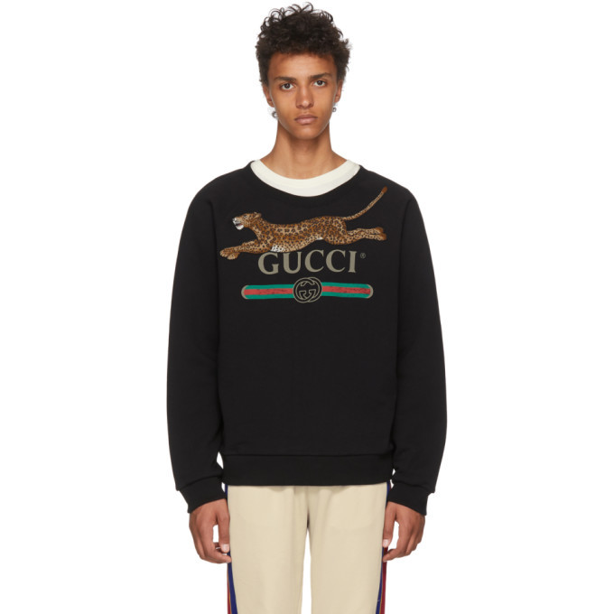 Gucci Black Classic Leopard Sweatshirt 