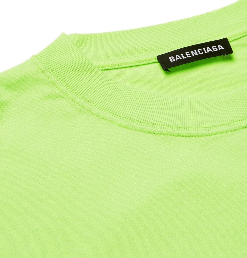 Balenciaga - Oversized Printed Cotton-Jersey T-Shirt - Men - Green ...