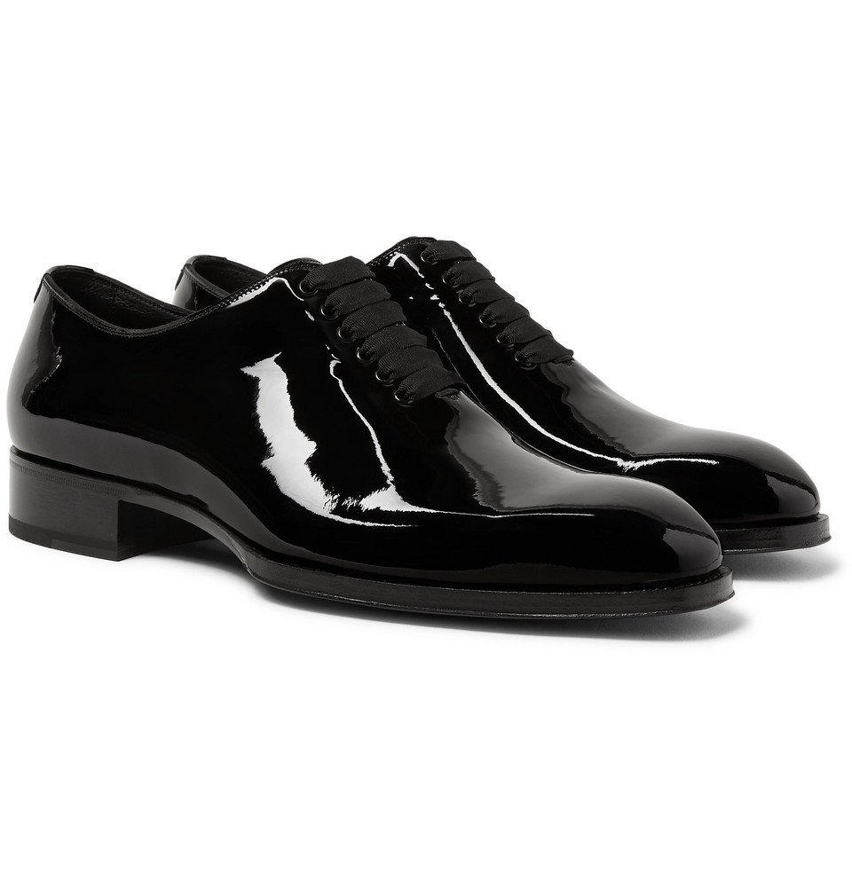 TOM FORD - Elkan Whole-Cut Patent-Leather Oxford Shoes - Men - Black TOM  FORD