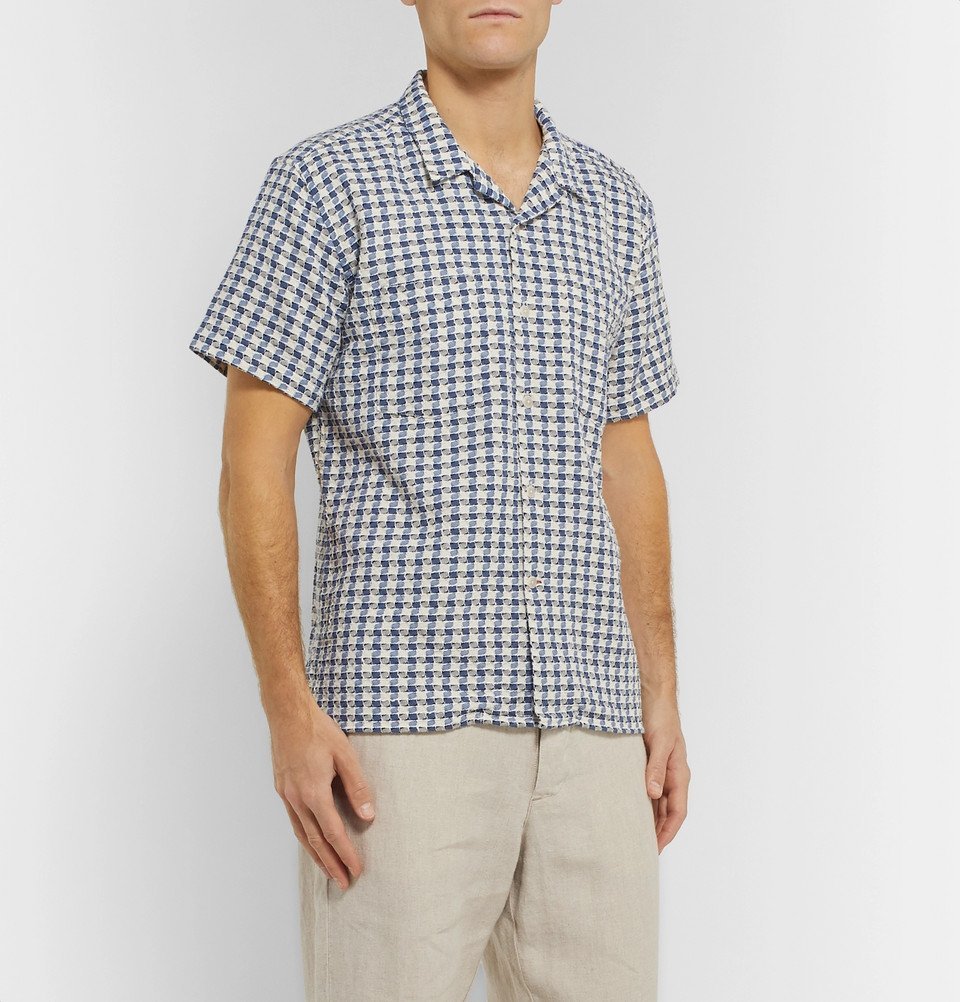 Oliver Spencer - Ebley Camp-Collar Checked Woven Cotton Shirt - Blue