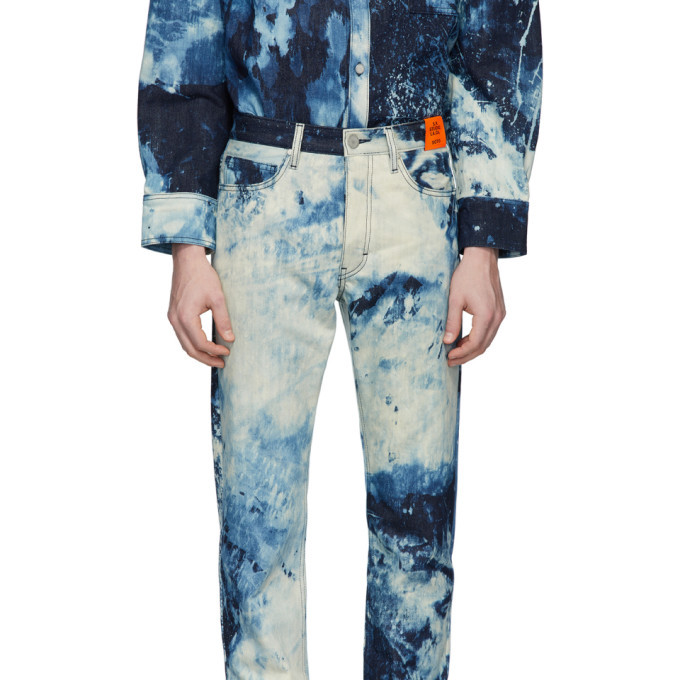 bleached indigo jeans