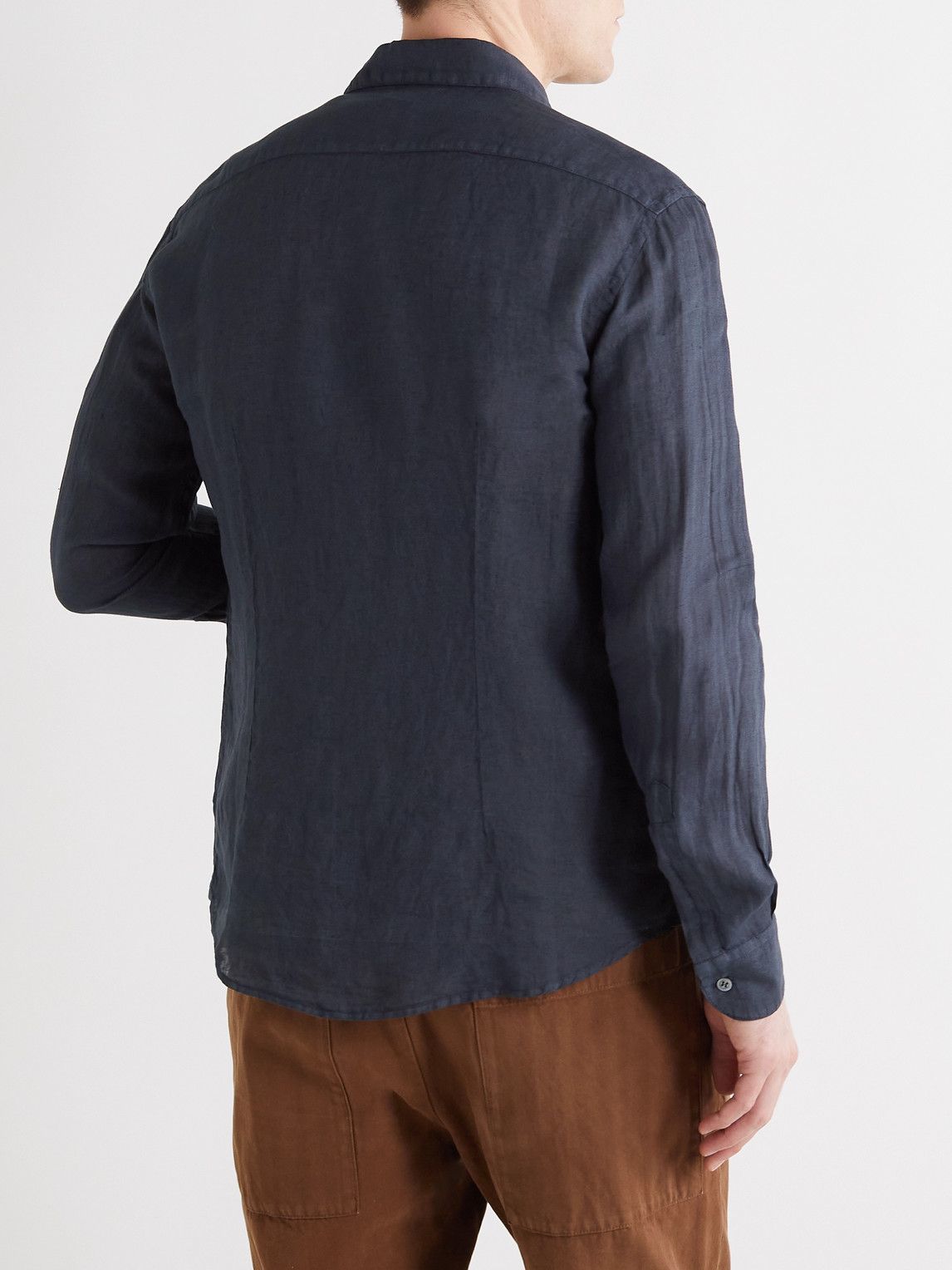 Barena - Peromo Telino Cutaway-Collar Linen Shirt - Blue Barena