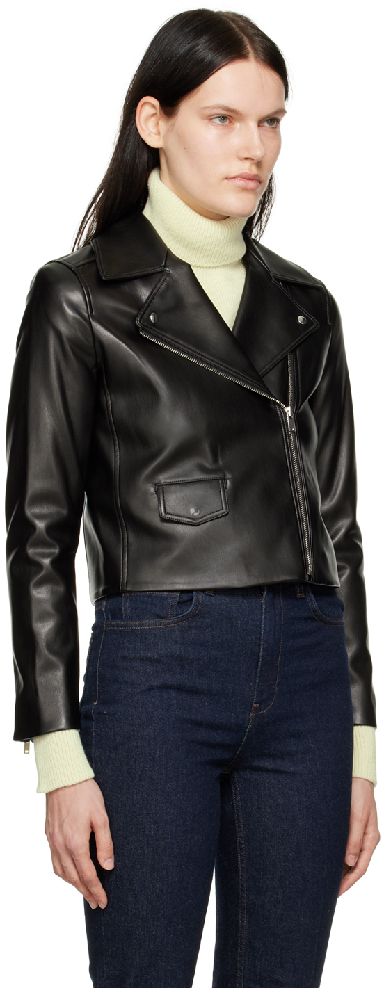 Theory Black Cropped Faux-Leather Jacket Theory