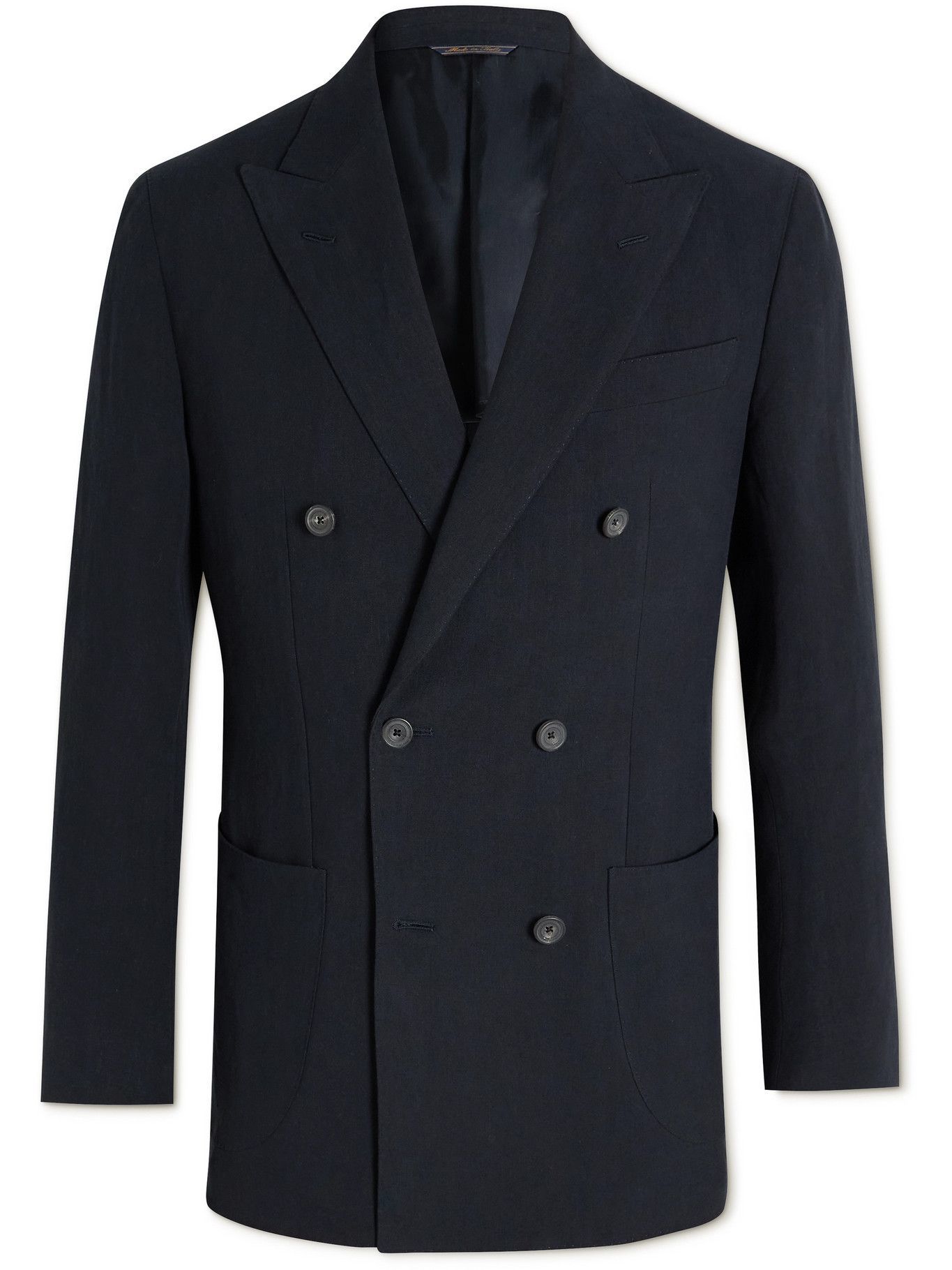 THOM SWEENEY - Unstructured Double-Breasted Linen Blazer - Blue Thom ...