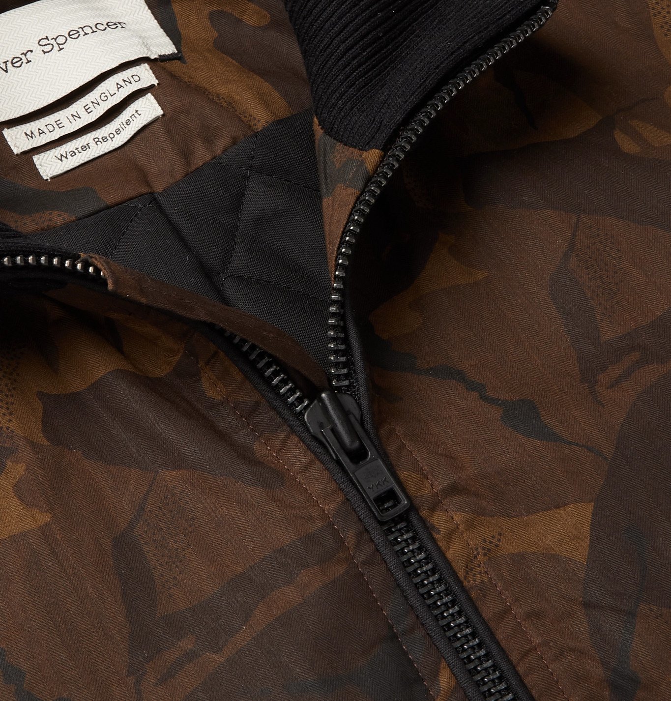 OLIVER SPENCER - Camouflage-Print Herringbone Cotton-Twill Bomber Jacket - Brown