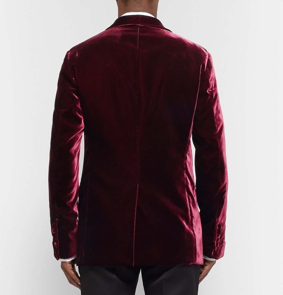 TOM FORD - Burgundy Shelton Velvet Tuxedo Jacket - Men - Burgundy TOM FORD