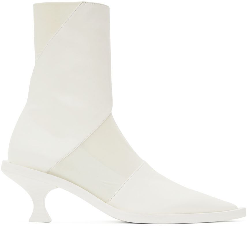 Jil Sander OffWhite Calfskin Ankle Boots Jil Sander