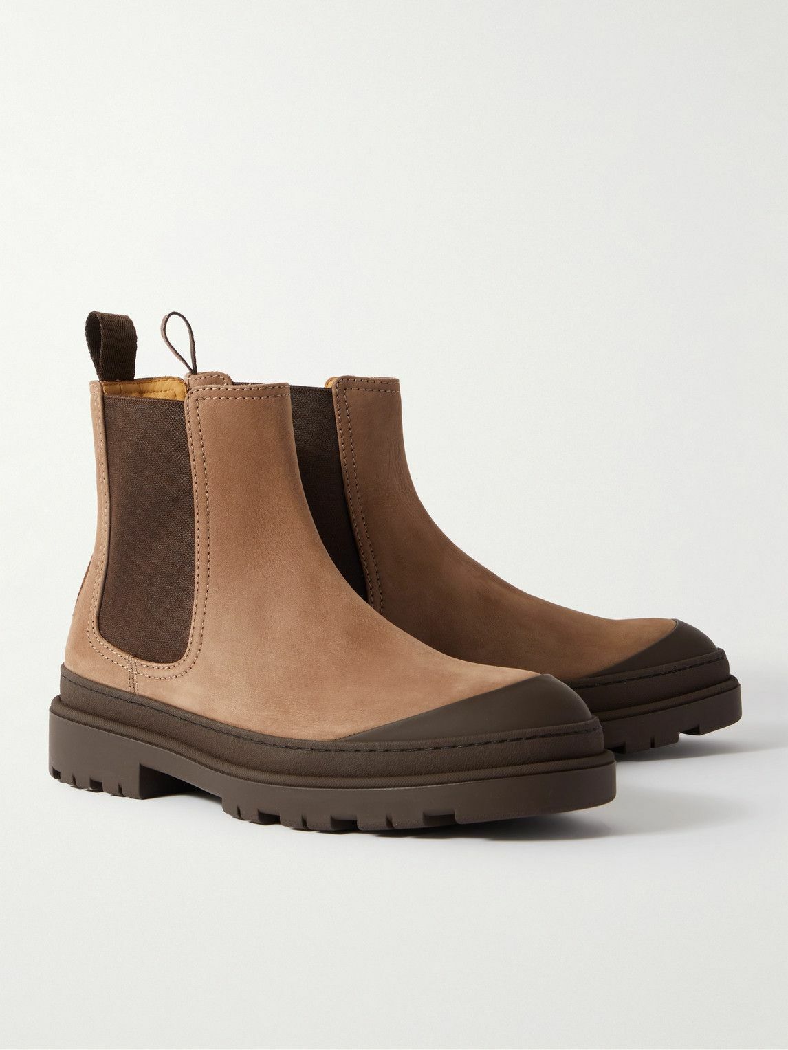 Brunello Cucinelli - Rubber-Trimmed Nubuck Chelsea Boots - Brown ...