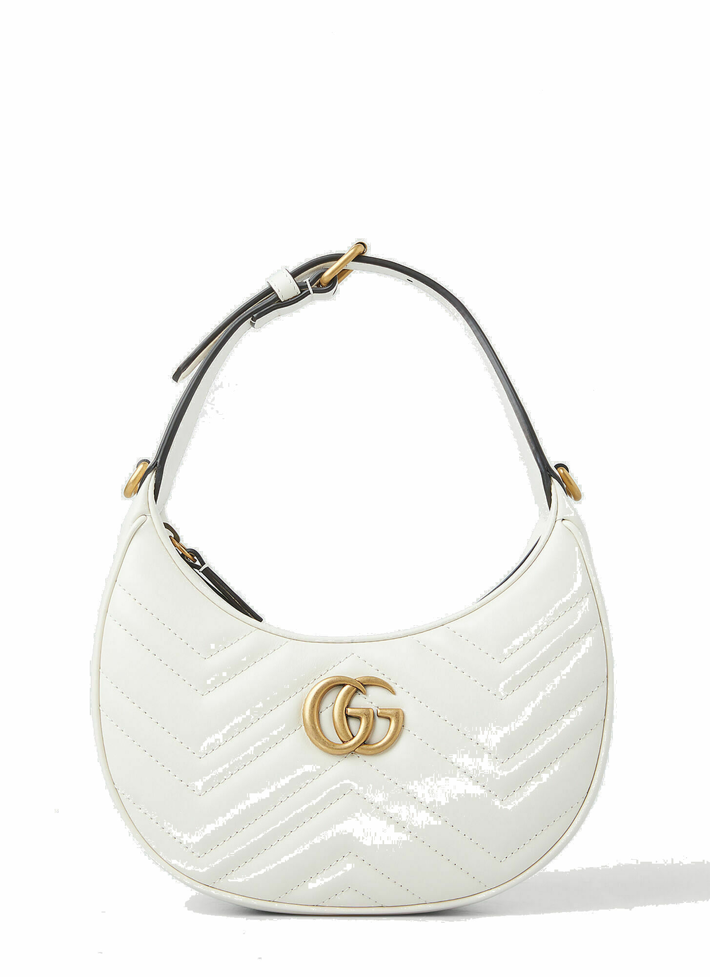 GG Marmont Half-Moon Mini Shoulder Bag in White Gucci