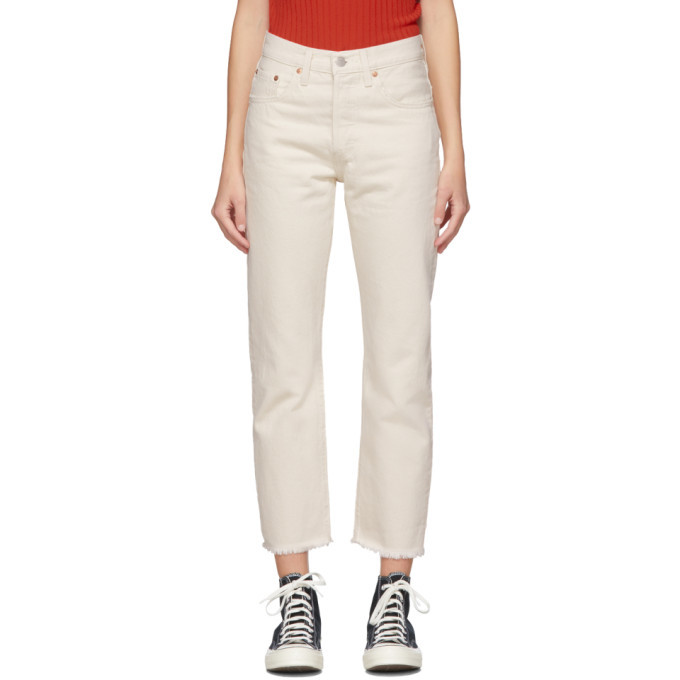White 501 Original Cropped Jeans Levis