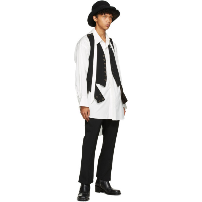 BED J.W FORD No Collar Vest Shirt WHITE-