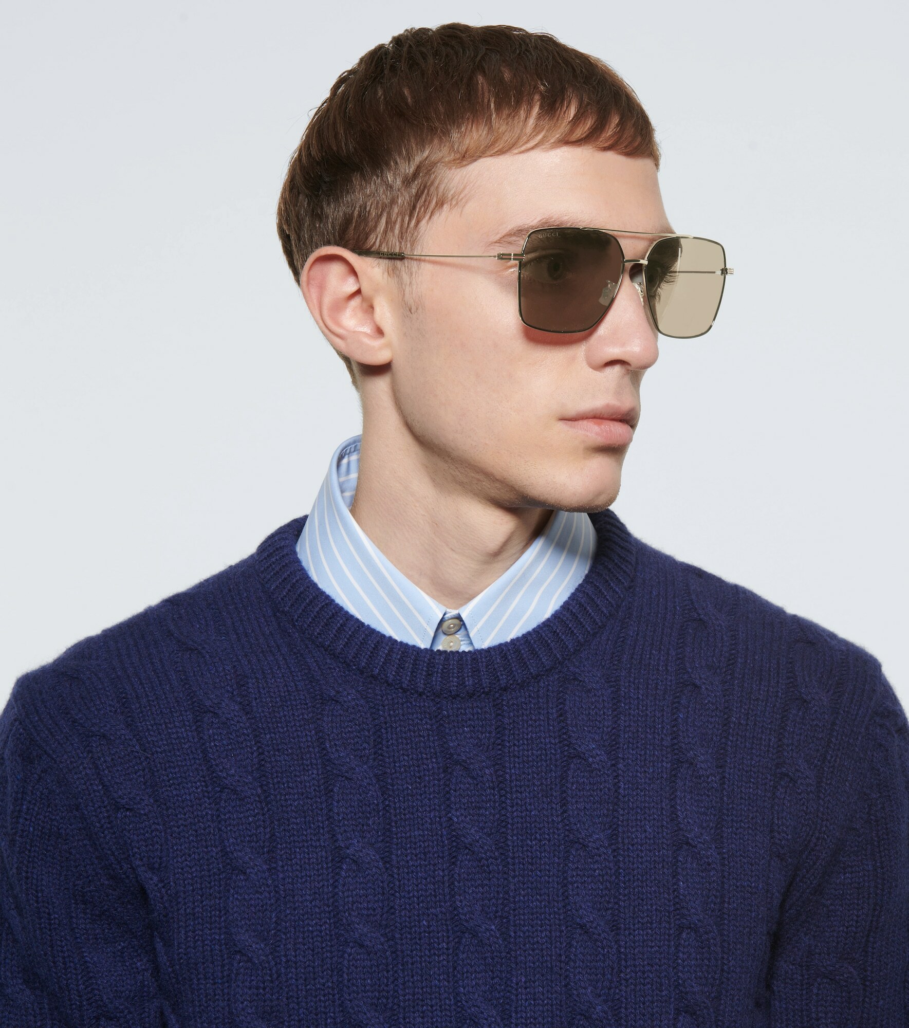gucci square frame metal sunglasses