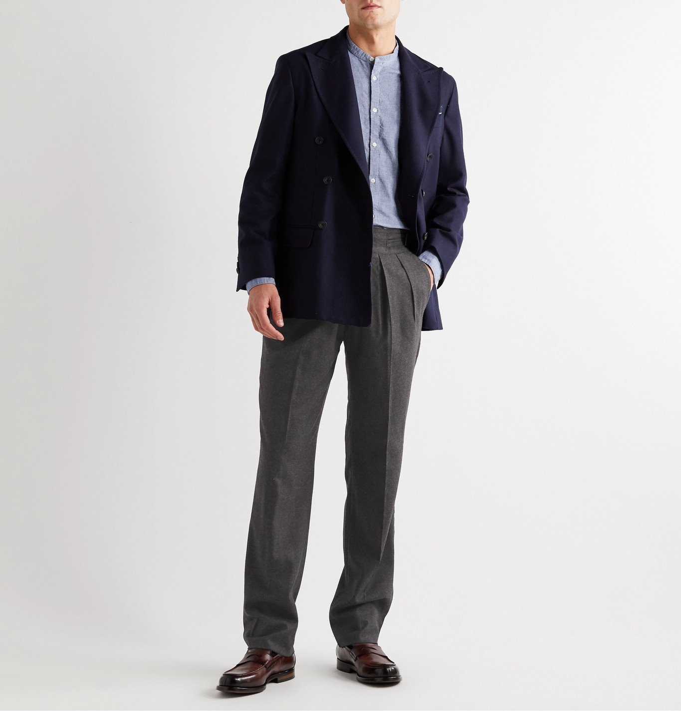 Rubinacci - Manny Pleated Virgin Wool-Flannel Trousers - Gray Rubinacci