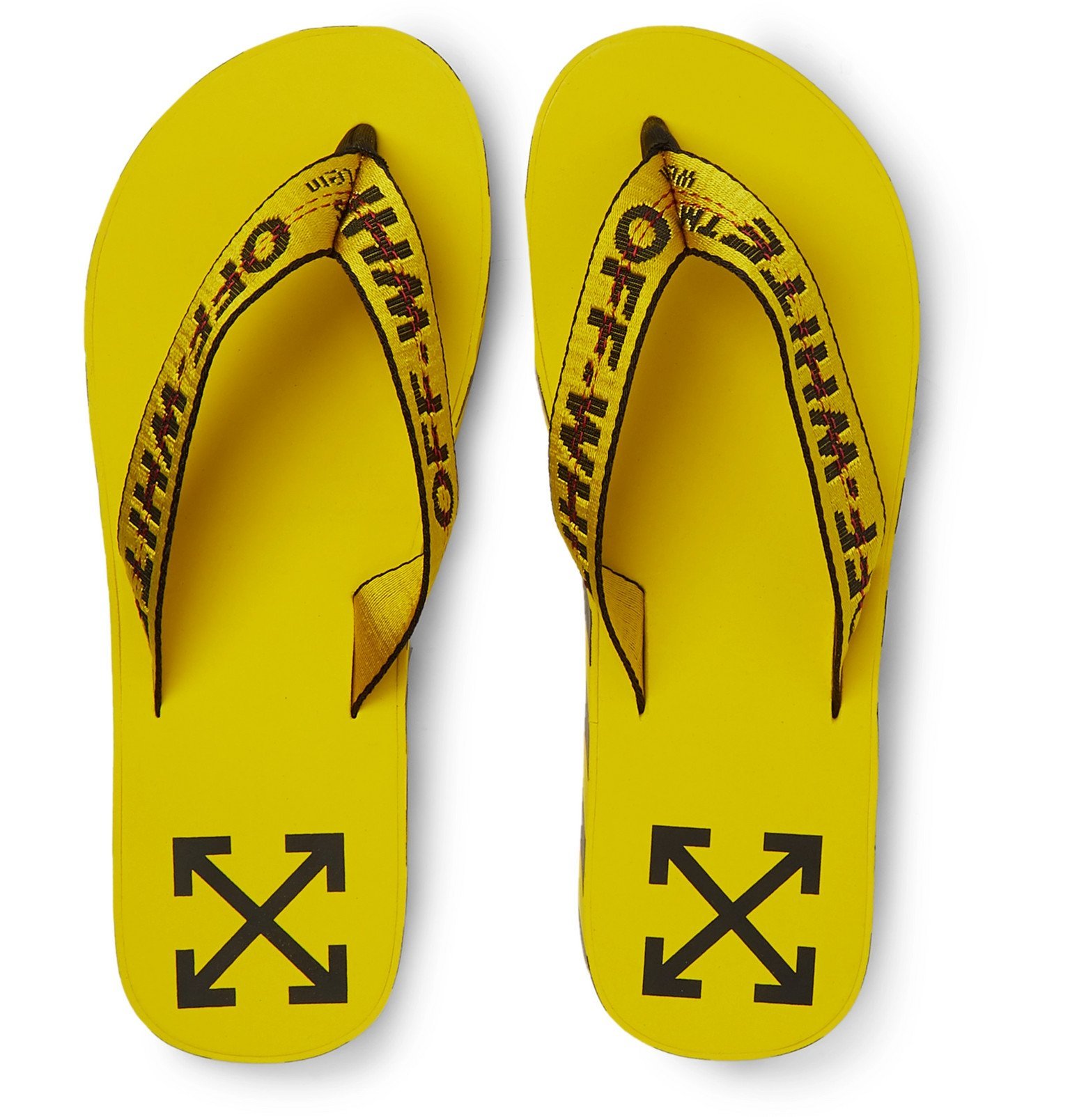 off white flip flops yellow