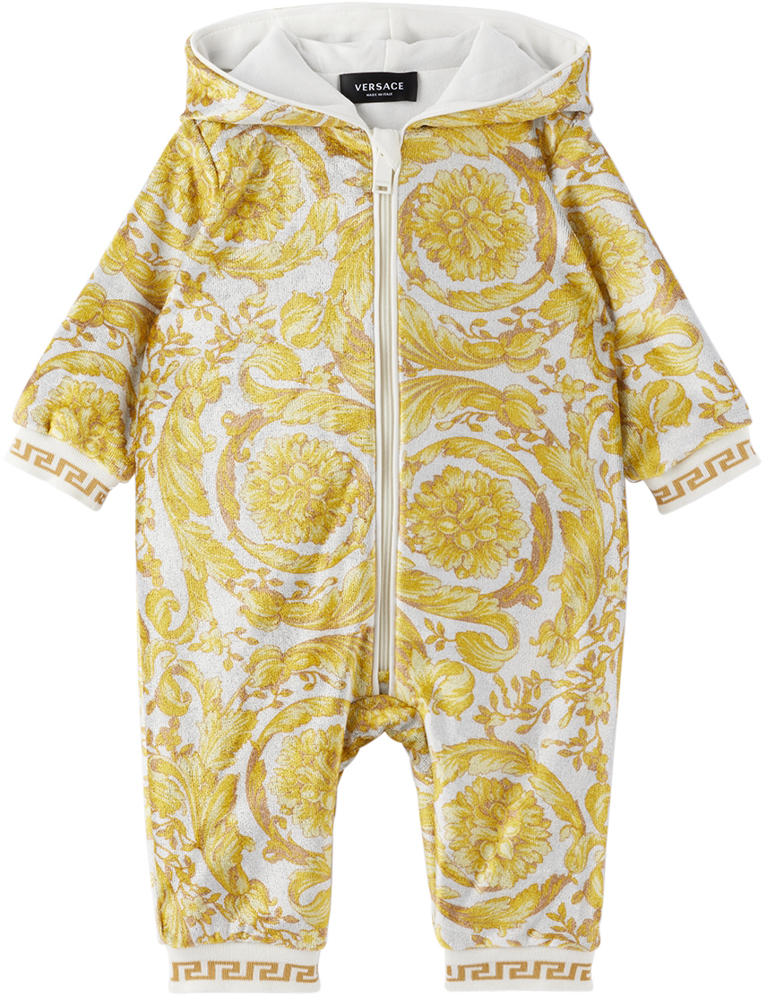 Versace Baby White & Gold Baroque Bodysuit Versace