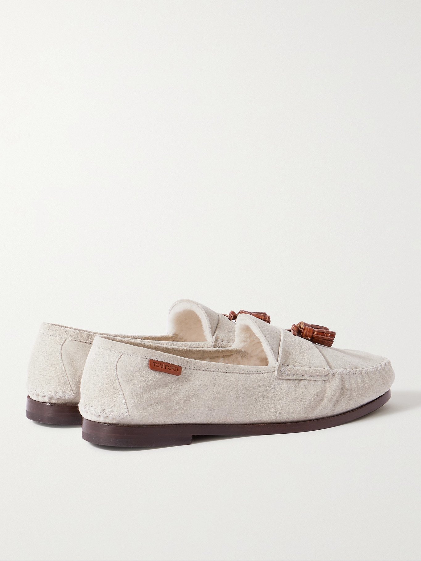 TOM FORD - Berwick Shearling-Lined Tasselled Suede Loafers - White TOM FORD