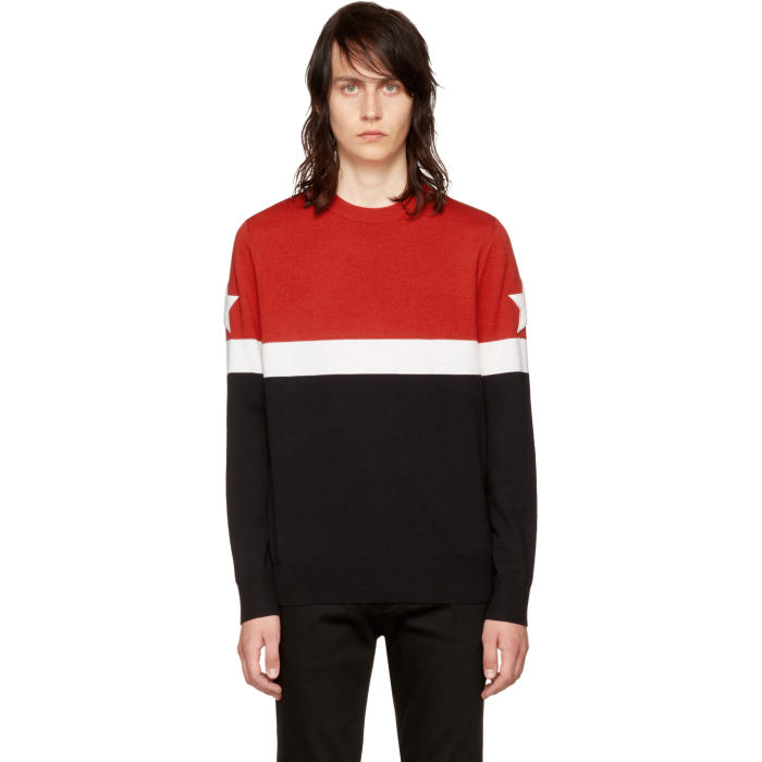 givenchy red and black star sweater