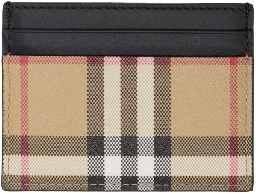 Burberry Beige & Black Vintage Check Card Holder Burberry