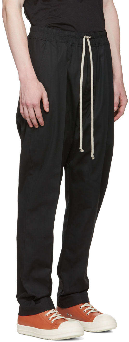 Rick Owens Black Drawstring Long Trousers