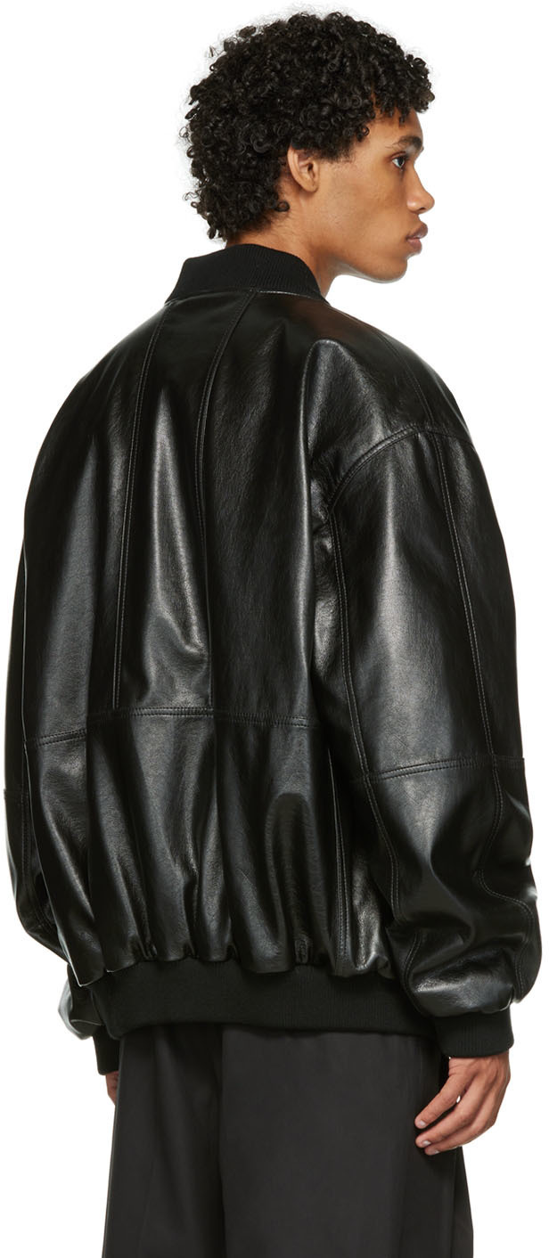 LU'U DAN Black Reversible Faux-Leather Bomber Jacket