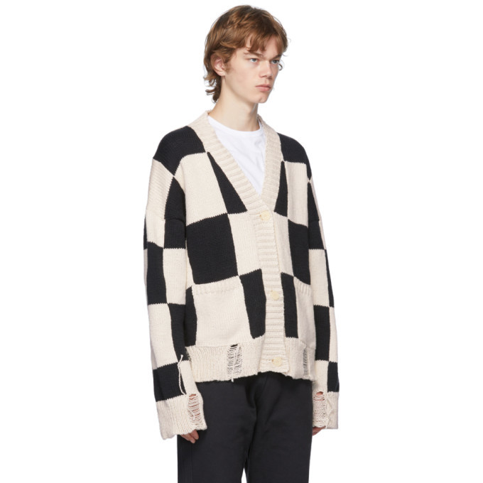 Rhude Black and White Check HandKnit Sweater Rhude