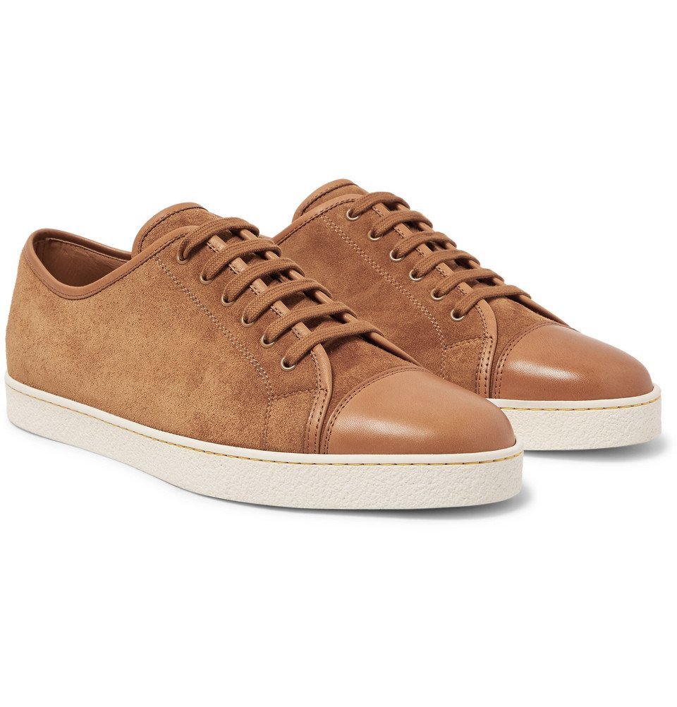 John Lobb - Levah Cap-Toe Leather and Suede Sneakers - Light brown 