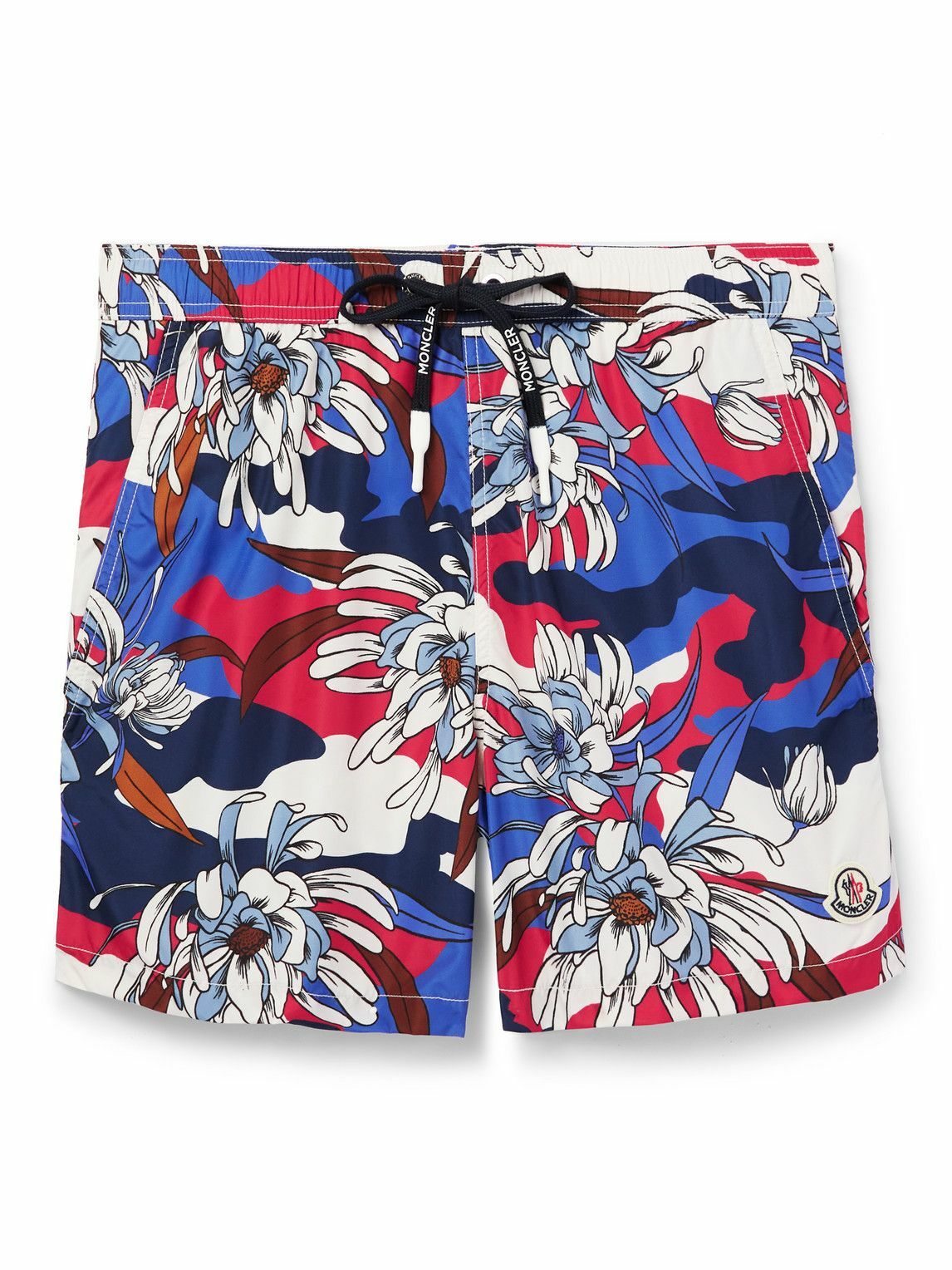 Moncler - Slim-Fit Mid-Length Floral-Print Swim Shorts - Blue Moncler