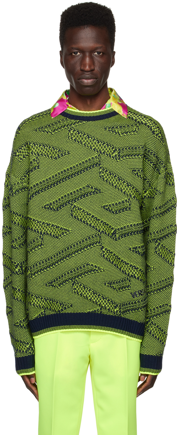 Versace Green 'La Greca' Sweater Versace