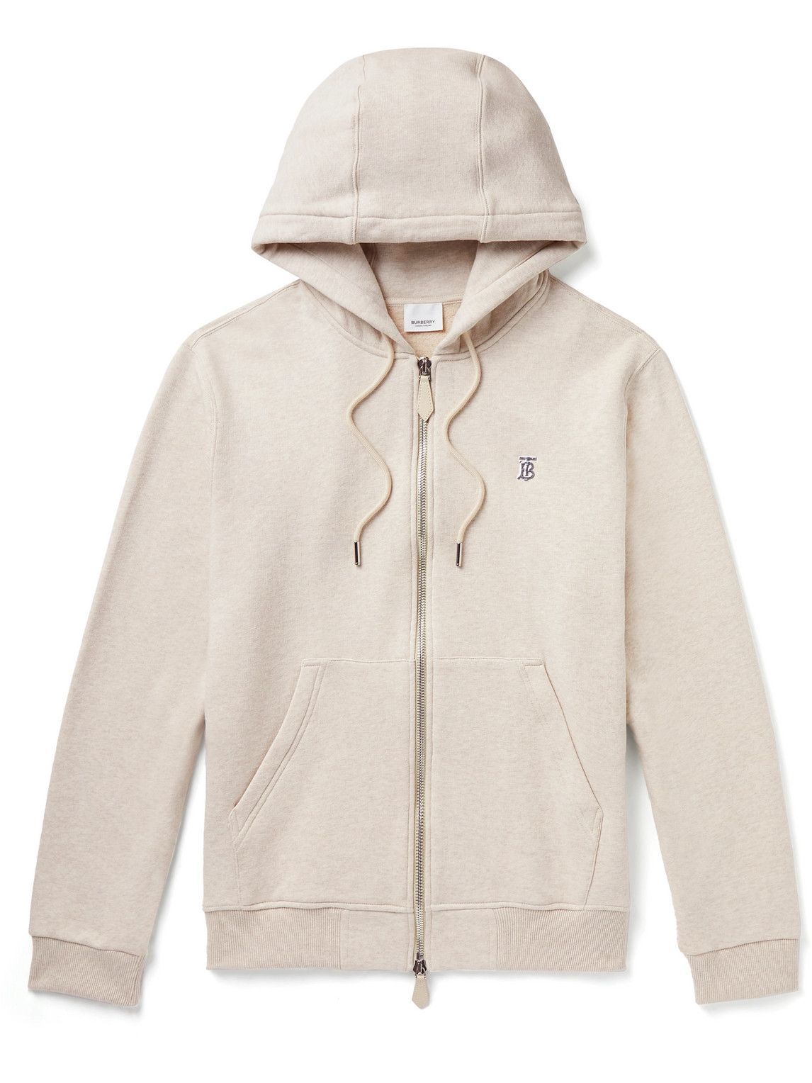 Photo: Burberry - Logo-Embellished Cotton and Cashmere-Blend Jersey Hoodie - Neutrals