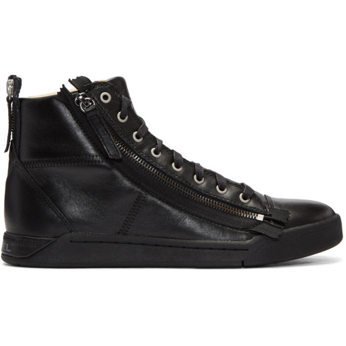 Diesel Black S-Diamzip High-Top Sneakers Diesel Black Gold