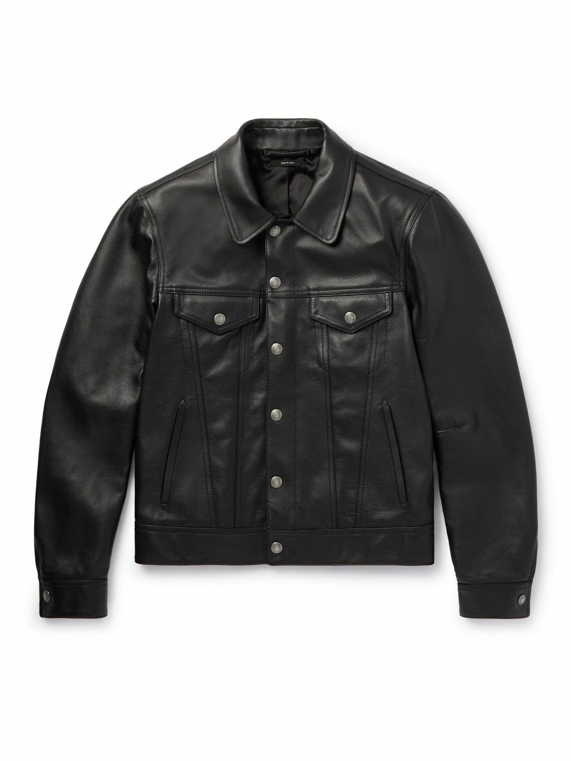 TOM FORD - Full-Grain Leather Trucker Jacket - Black TOM FORD