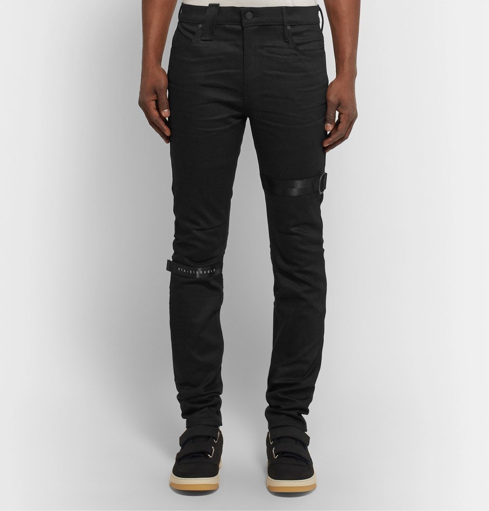 RtA - Skinny-Fit Webbing-Trimmed Denim Jeans - Black RtA