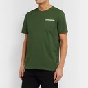 Oliver Spencer - Herringbone-Trimmed Organic Cotton-Jersey T-Shirt - Green