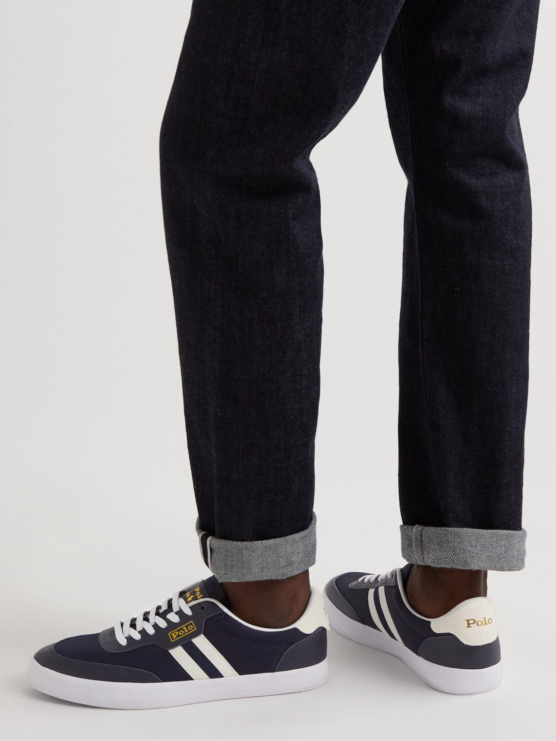 Polo Ralph Lauren - Court Vulc Webbing-Trimmed Leather and Mesh Sneakers -  Blue Polo Ralph Lauren