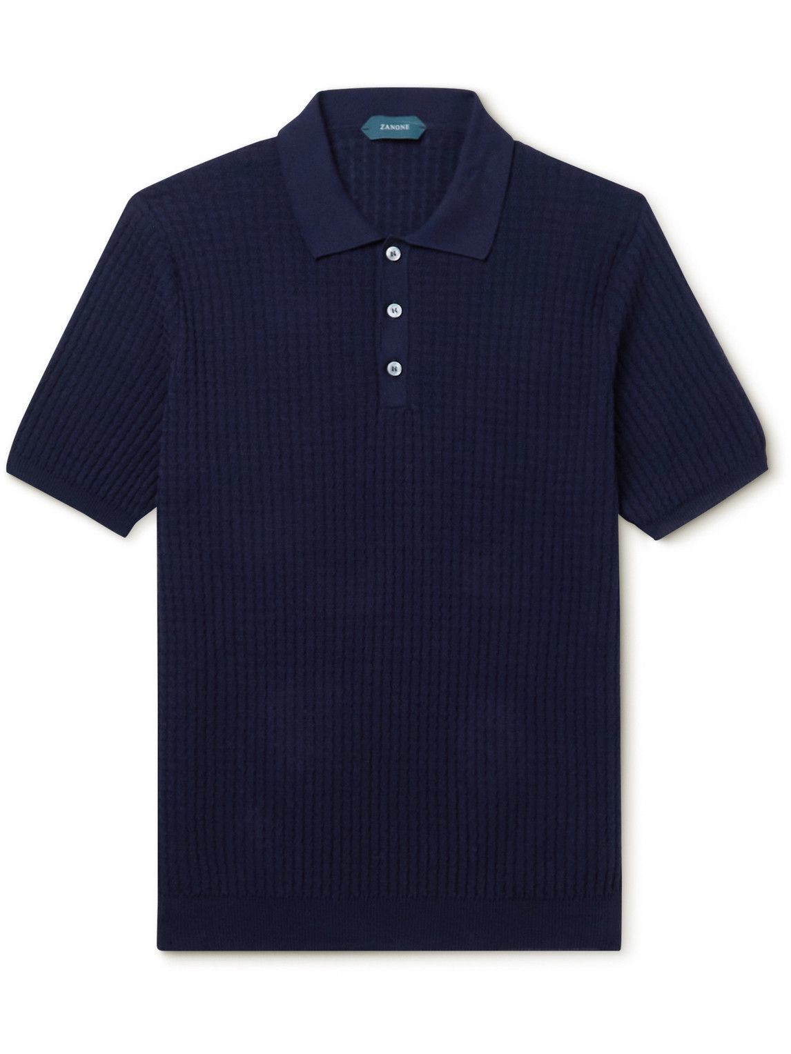 Incotex - Slim-Fit Textured-Cotton Polo Shirt - Blue Incotex