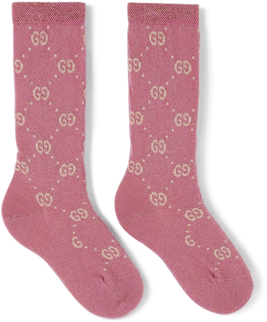 Photo: Gucci Kids Pink Metallic GG Socks