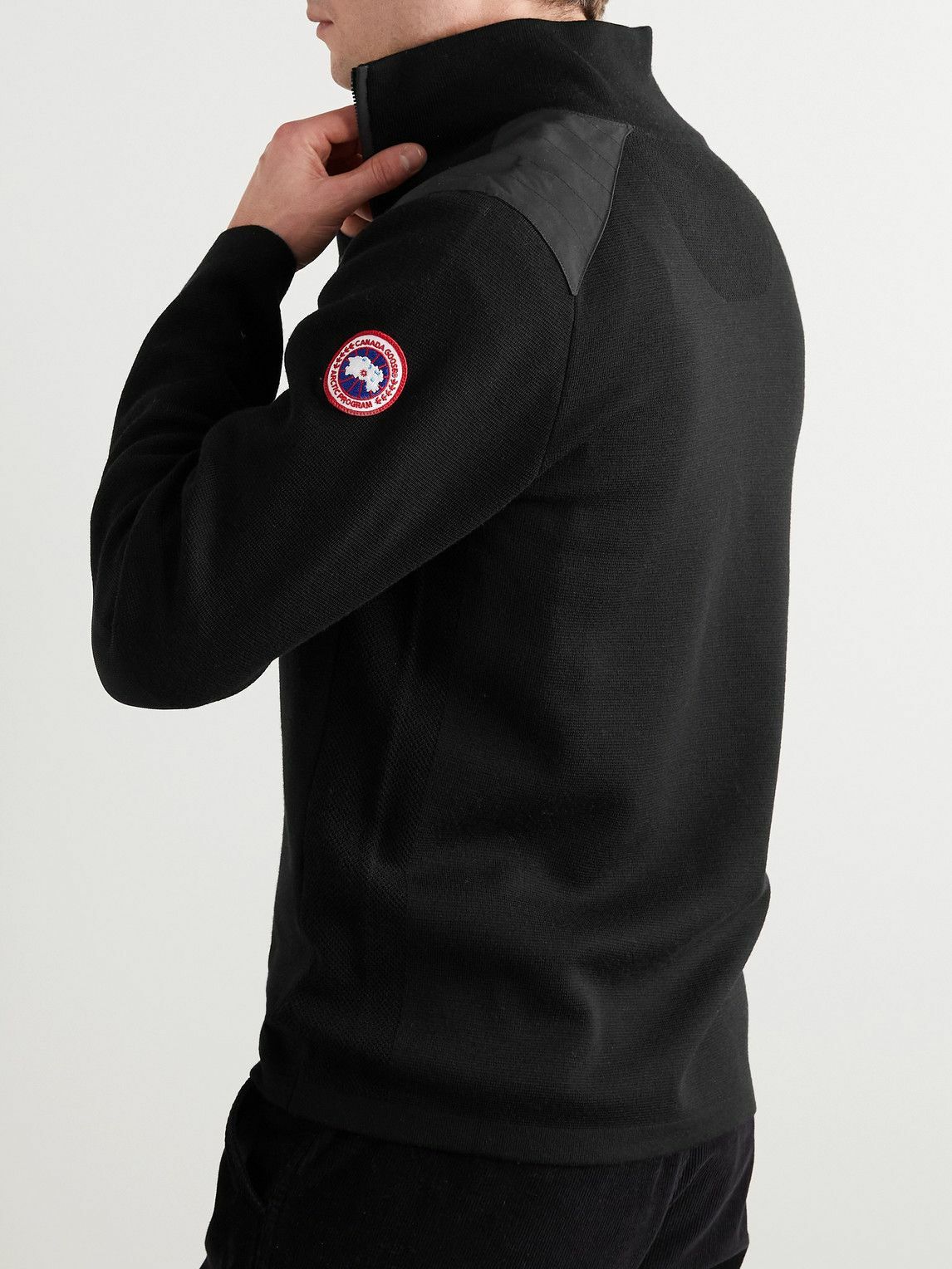 Canada Goose Stormont SlimFit CORDURATrimmed Merino Wool HalfZip Sweater Black Canada Goose