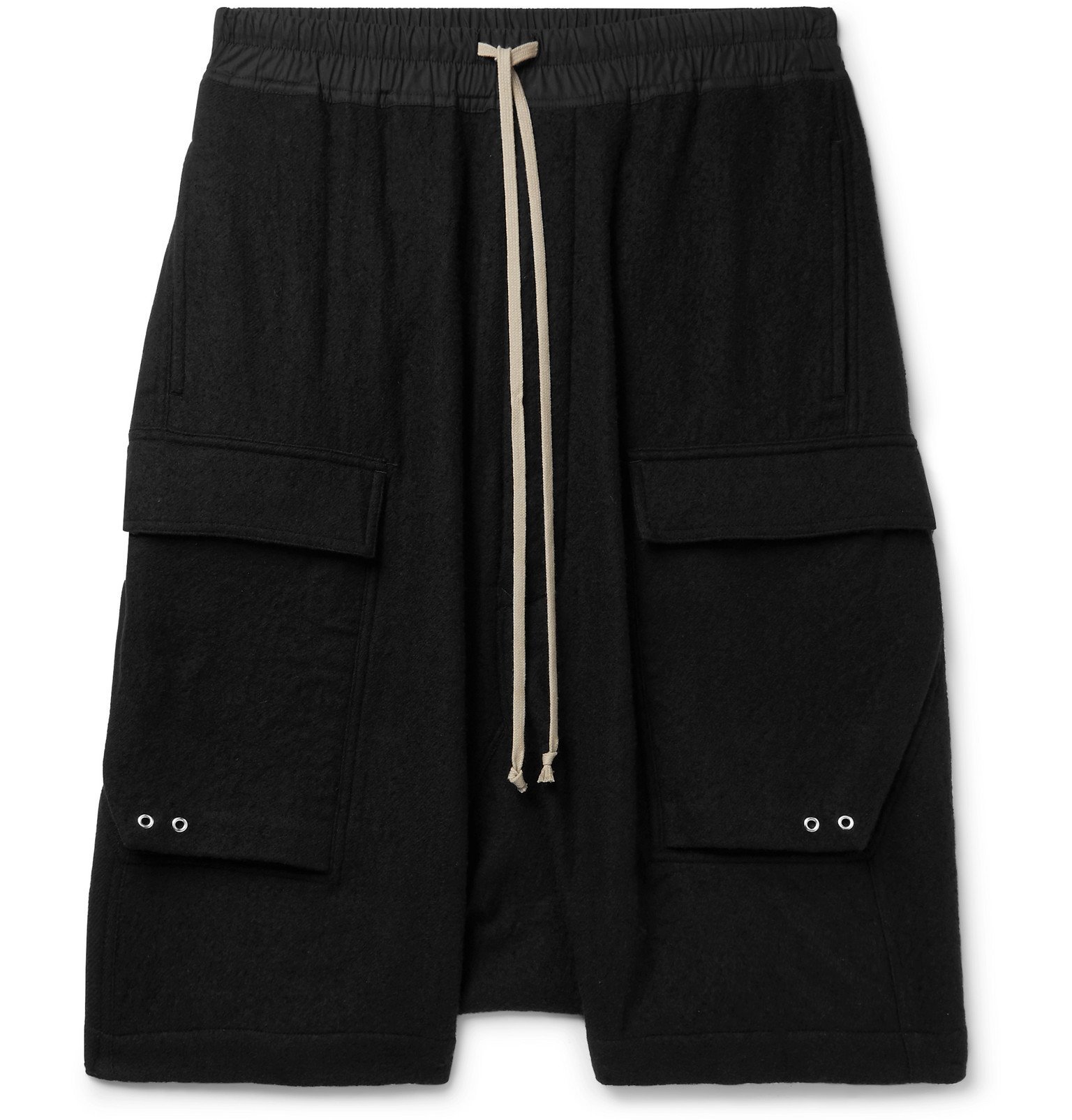 Rick Owens Pod PoplinTrimmed Brushed Virgin WoolTwill Cargo Shorts