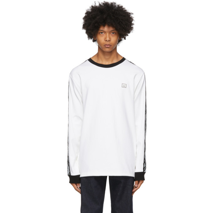 Acne Studios White Logo Stripe Long Sleeve T-Shirt Acne Studios