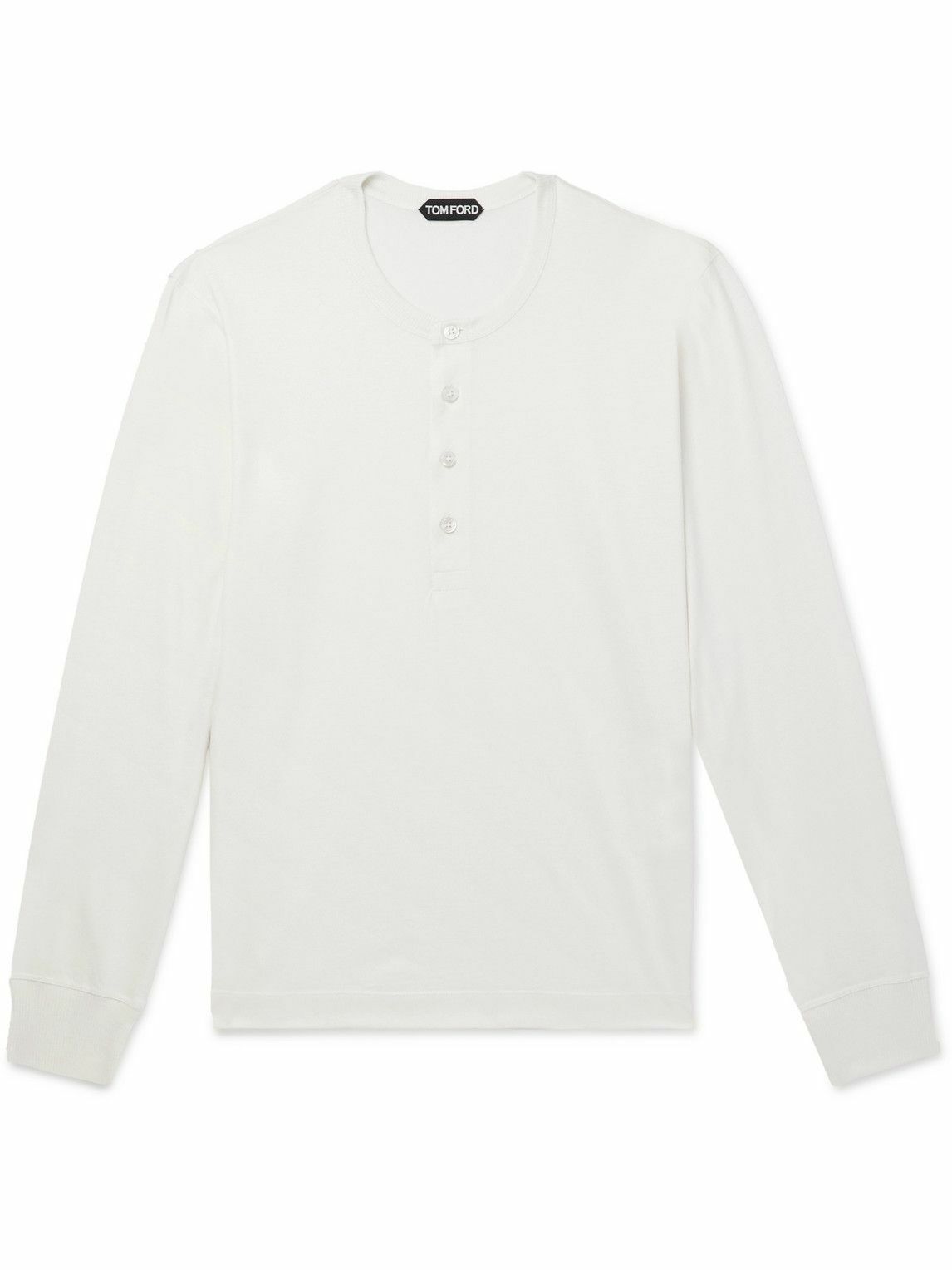 TOM FORD - Silk and Cotton-Blend Jersey Henley T-Shirt - White TOM FORD