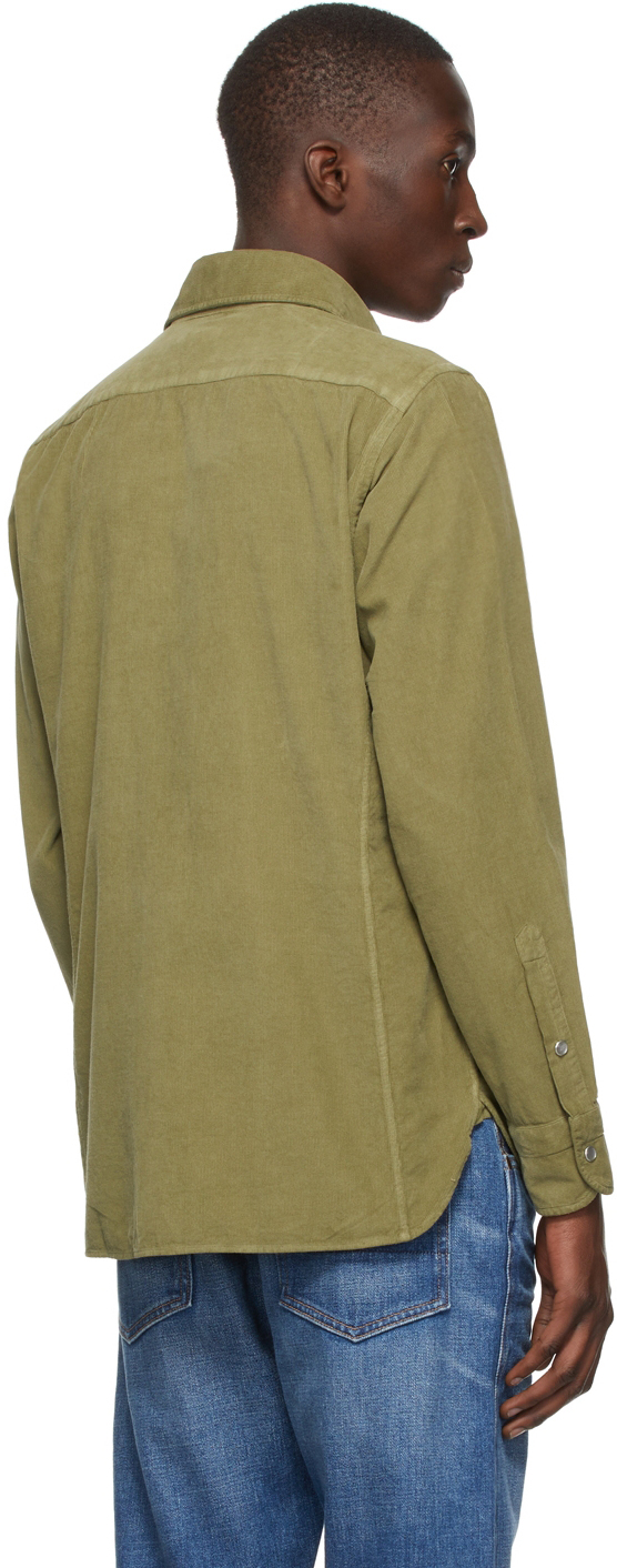 TOM FORD Khaki Garment-Dyed Corduroy Shirt TOM FORD