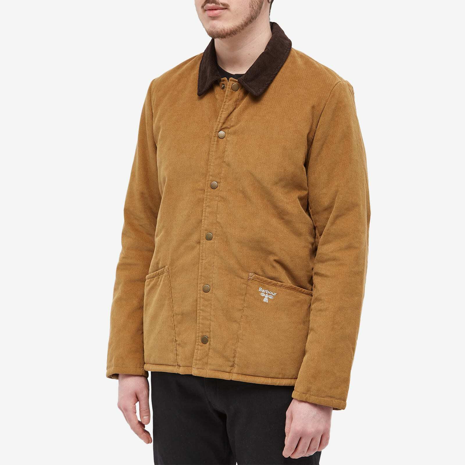 Barbour Men's Beacon Cord Quilt Coach Jacket in Beige Barbour