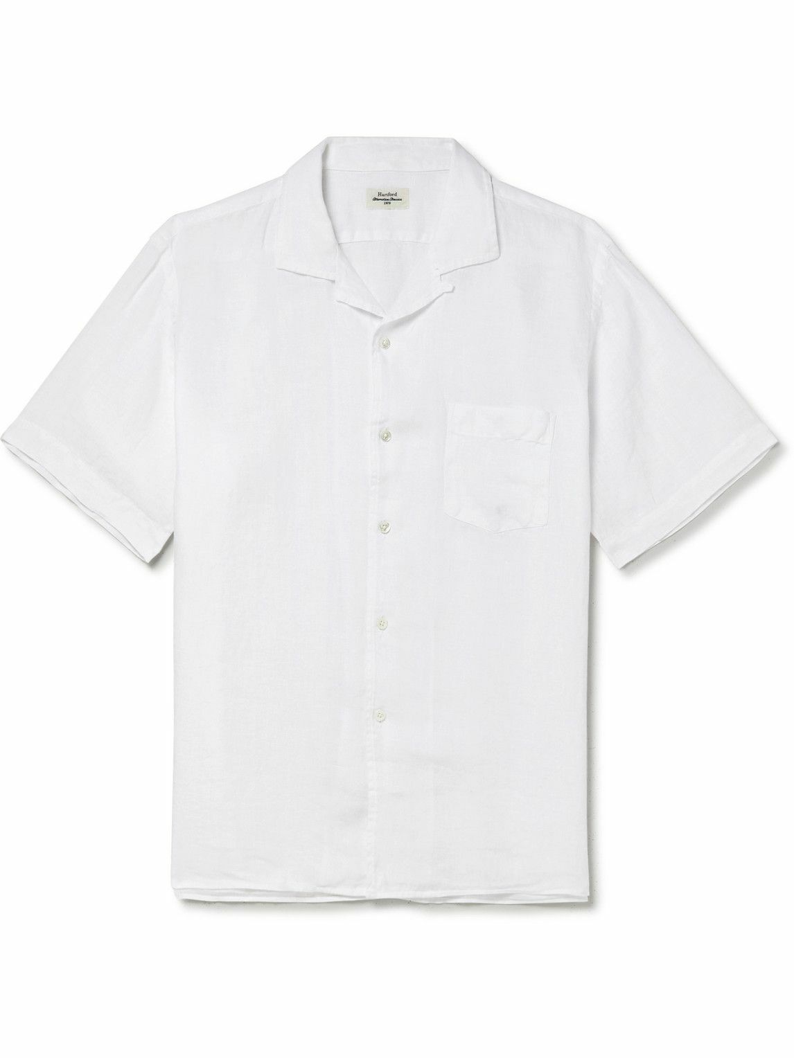 Hartford - Palm Mc Pat Camp-Collar Linen Shirt - White Hartford